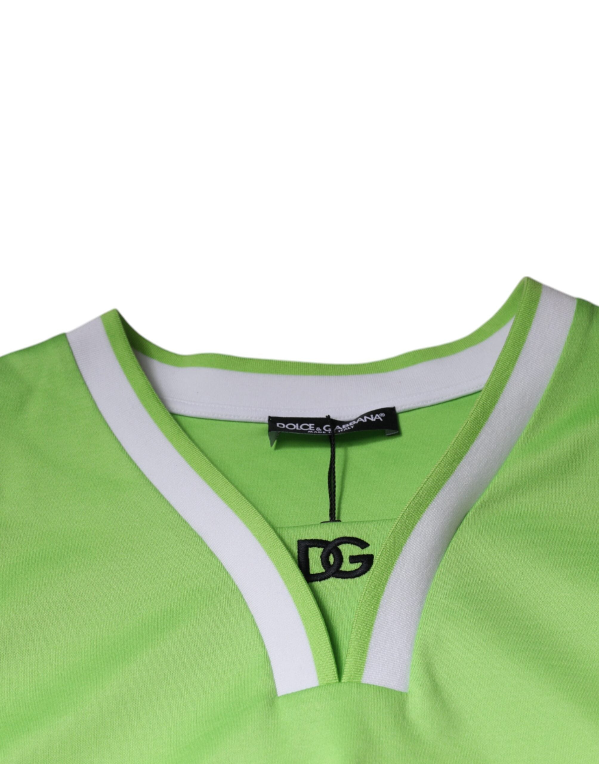 Dolce &amp; Gabbana Green Polyester Jersey Sleeveless T-shirt