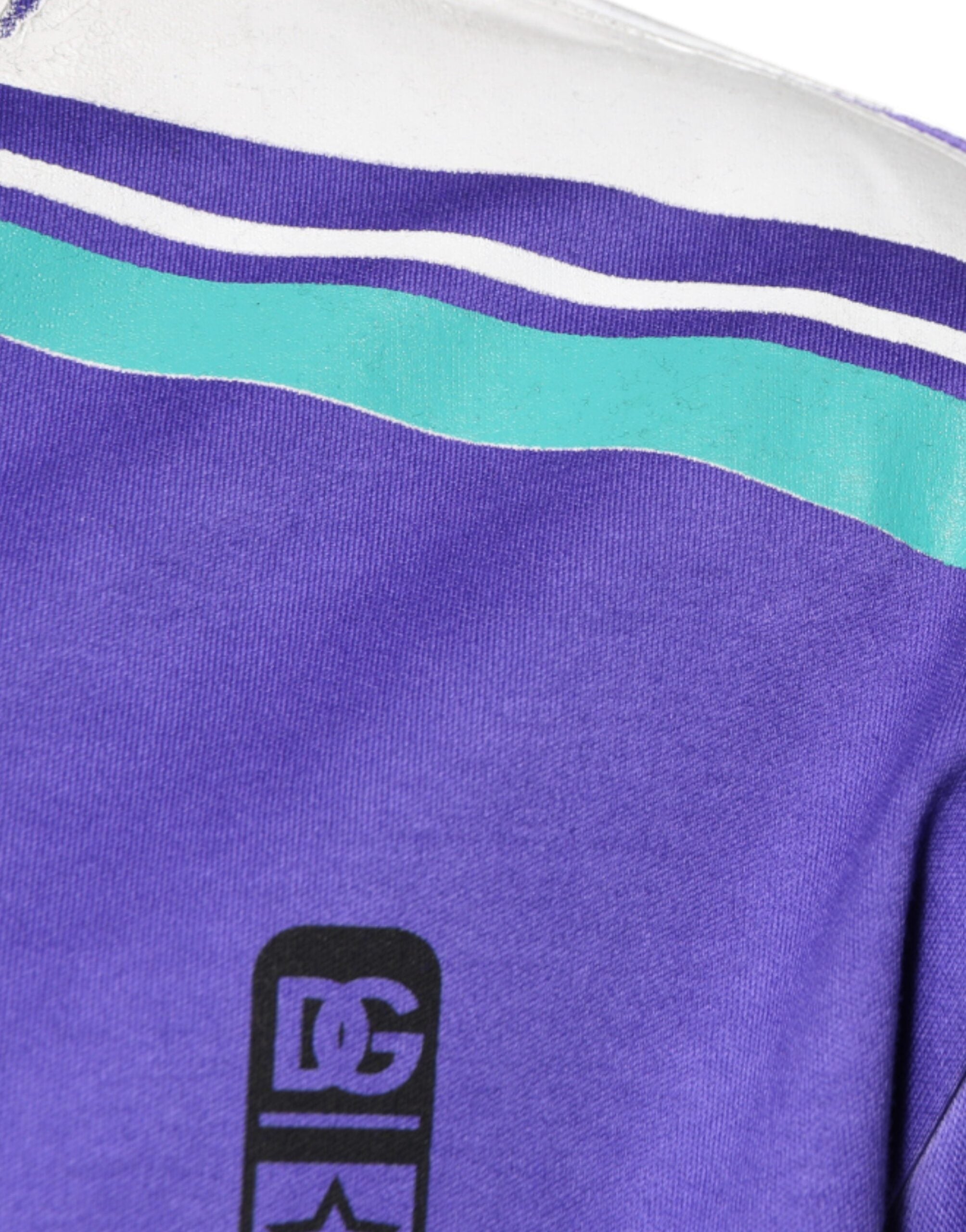 Dolce &amp; Gabbana Purple Logo Jersey Cotton V-neck T-shirt
