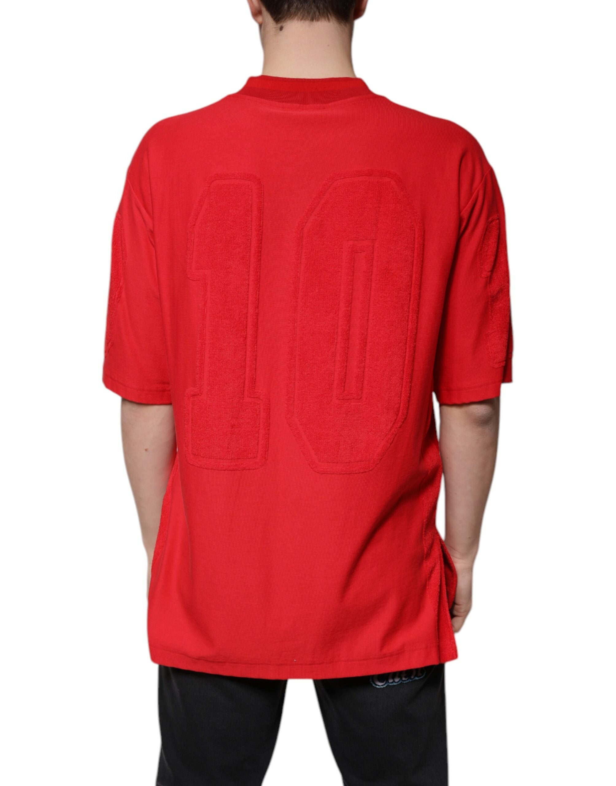 Dolce &amp; Gabbana Red Cotton V-neck Short Sleeves T-shirt