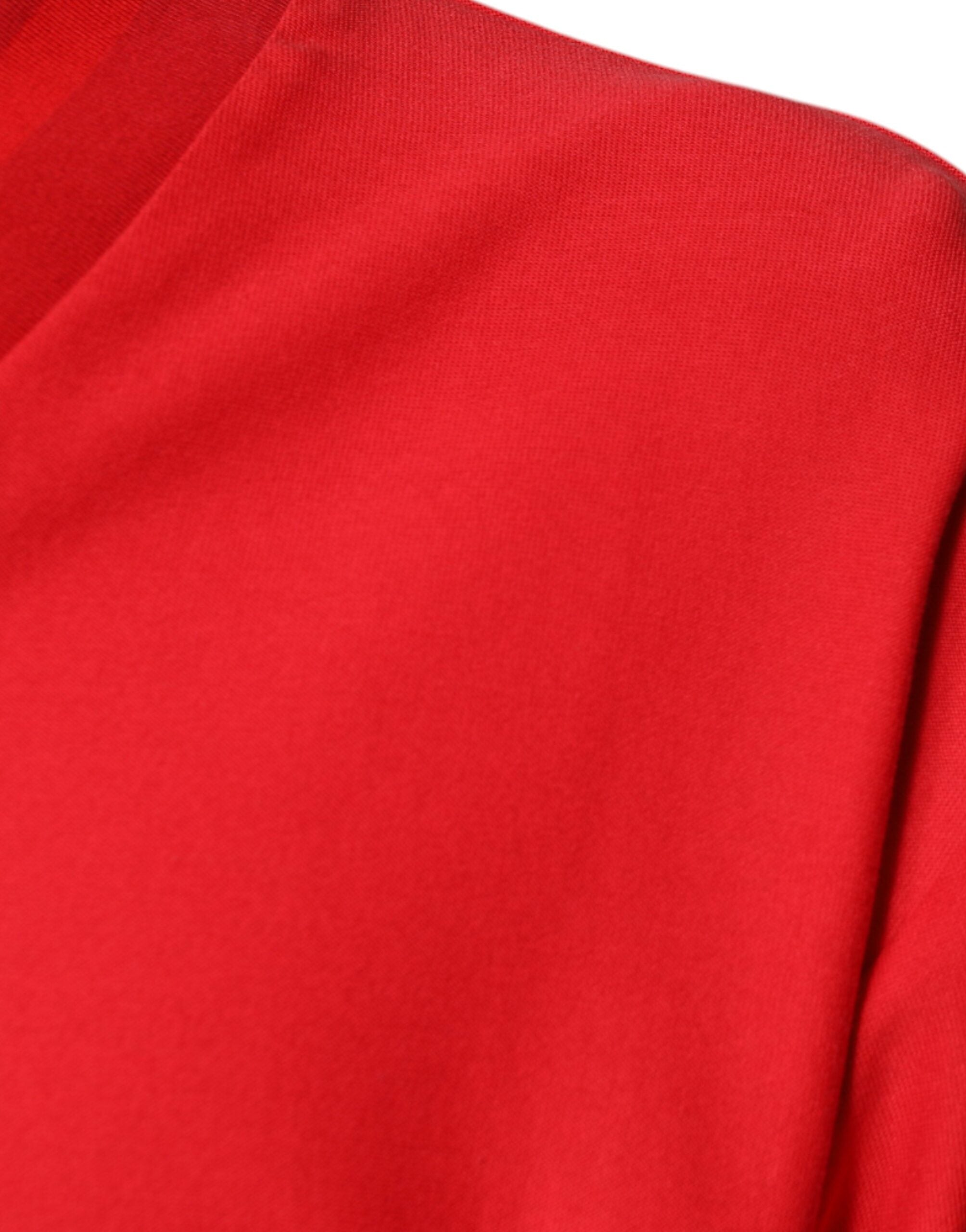 Dolce &amp; Gabbana Red Cotton V-neck Short Sleeves T-shirt