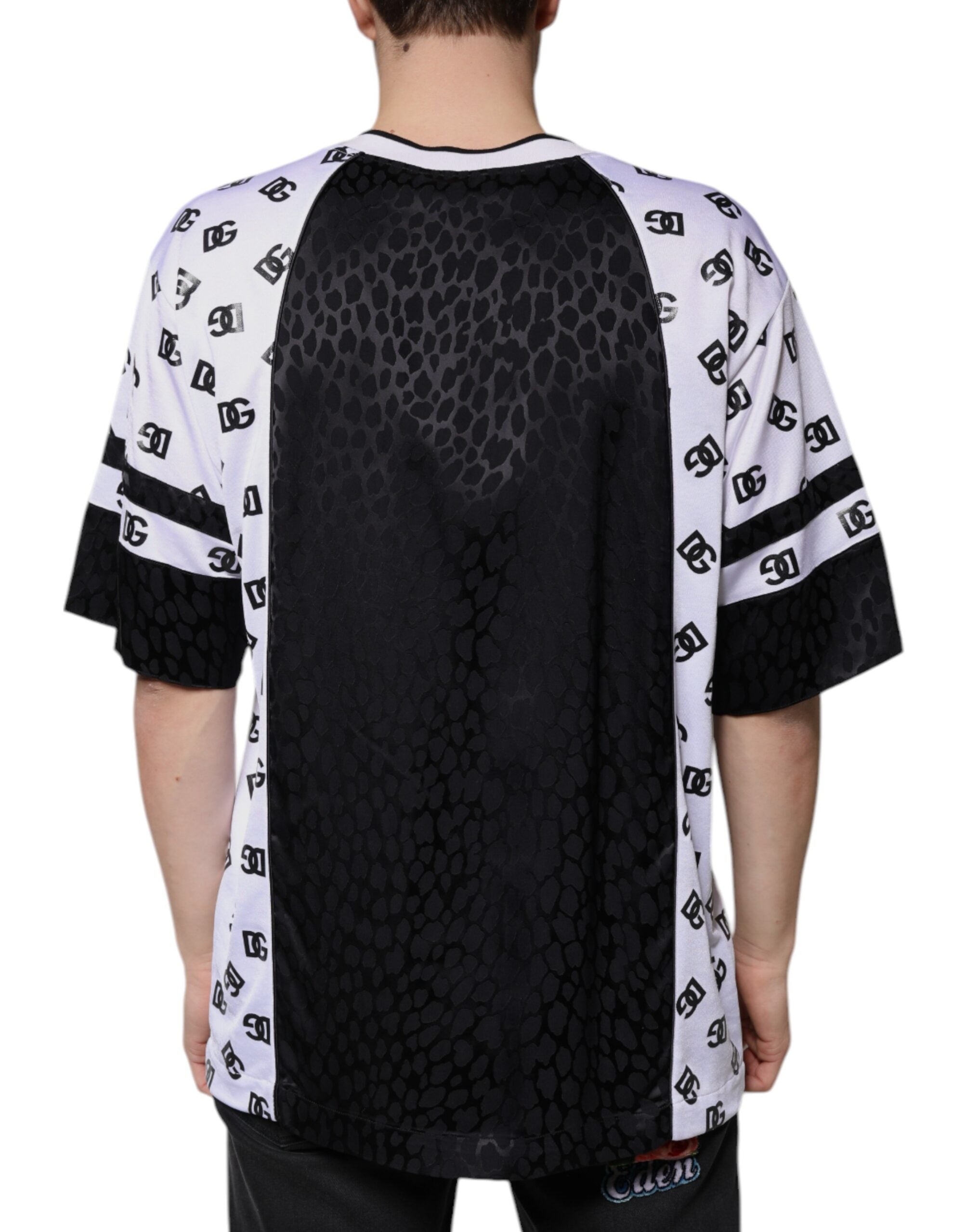 Dolce &amp; Gabbana Black White Logo Men Short Sleeves T-shirt