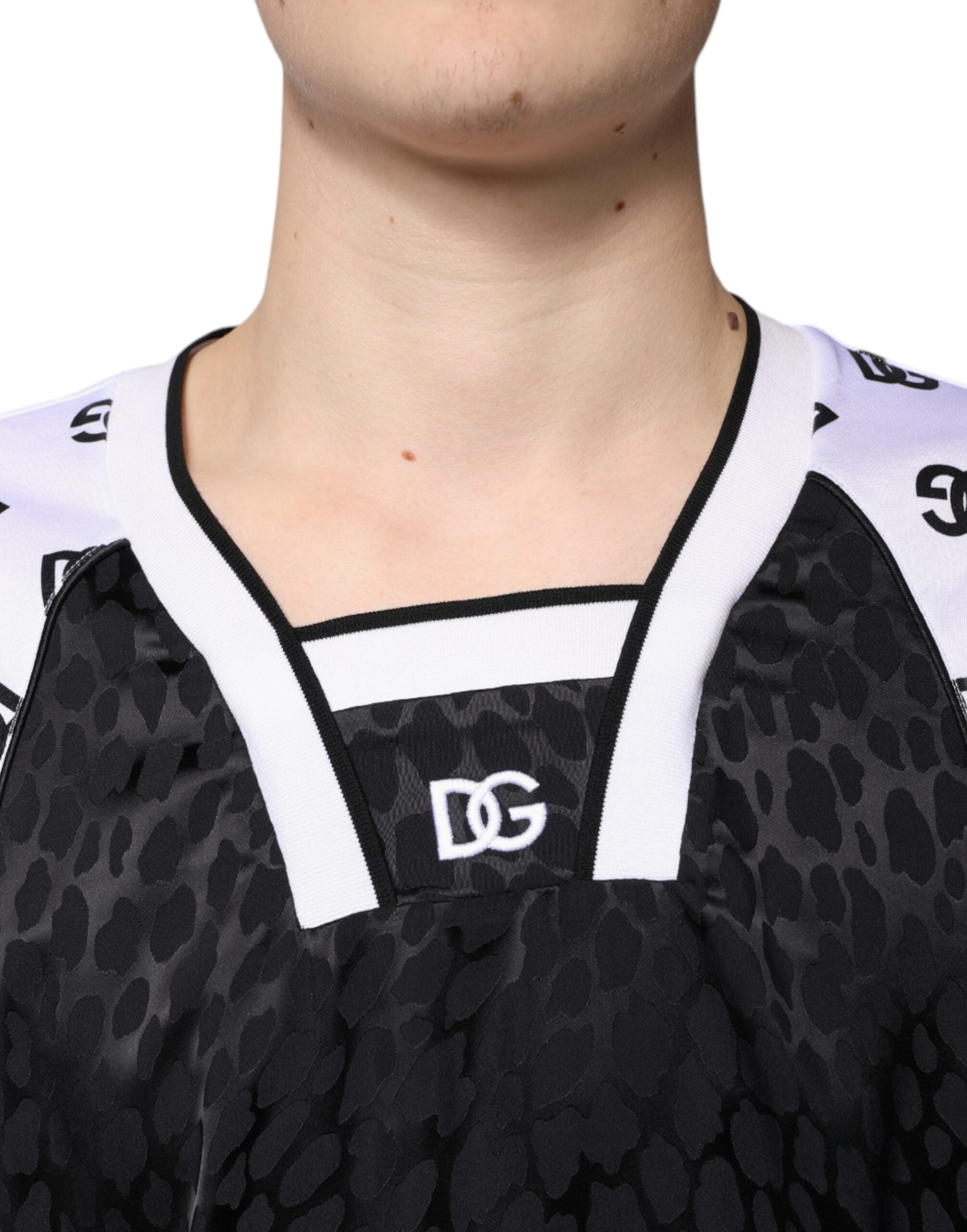 Dolce &amp; Gabbana Black White Logo Men Short Sleeves T-shirt