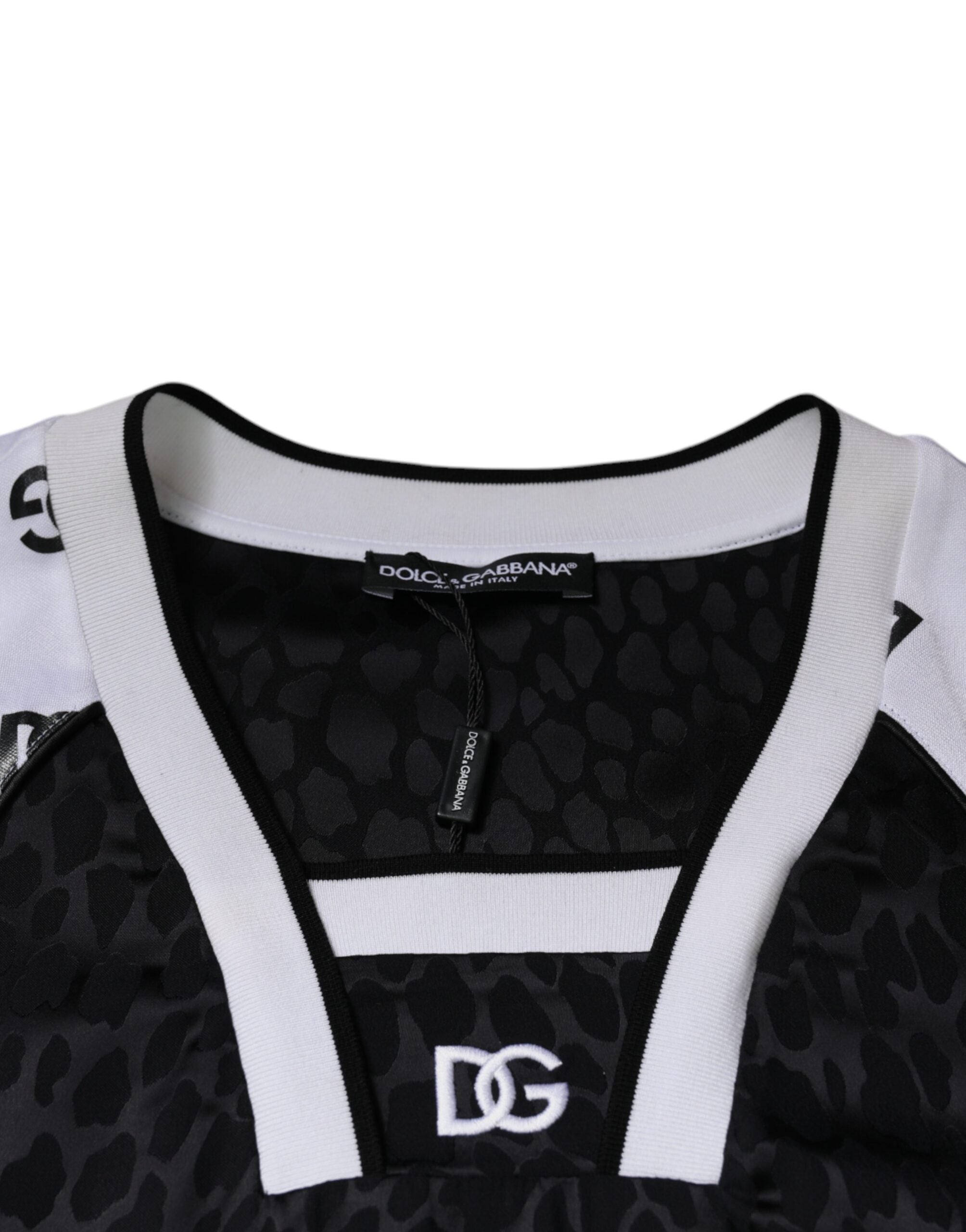 Dolce &amp; Gabbana Black White Logo Men Short Sleeves T-shirt