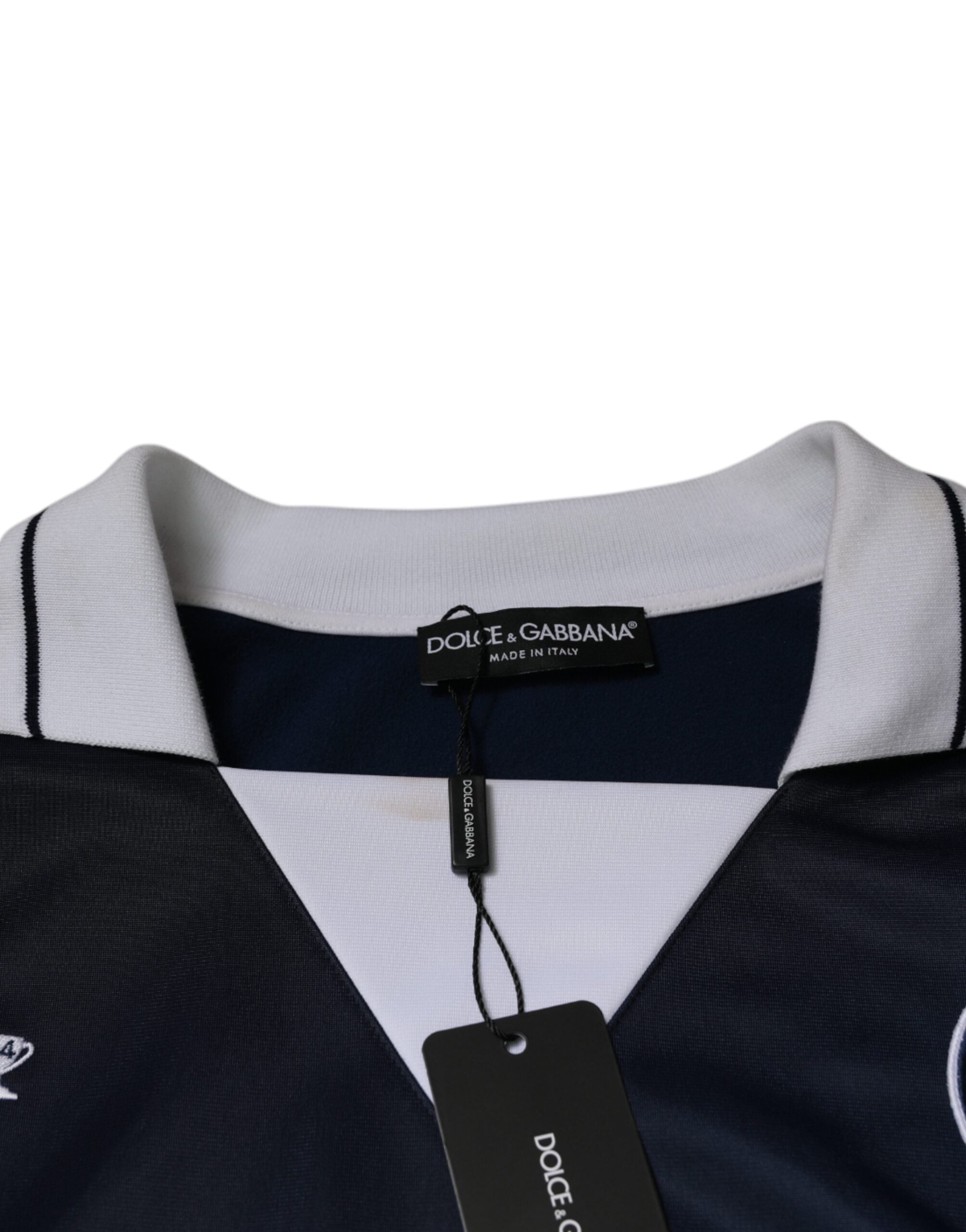 Dolce &amp; Gabbana Blue White Milano Long Sleeve Jersey T-shirt