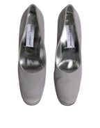 Dolce &amp; Gabbana Gray Suede Leather High Heel Pumps Shoes