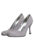 Dolce &amp; Gabbana Gray Suede Leather High Heel Pumps Shoes