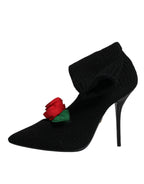 Dolce &amp; Gabbana Black Stiletto Heels Mid Calf Boots Shoes