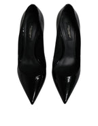Dolce &amp; Gabbana Black Patent Leather High Heels Pumps Shoes