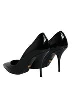 Dolce &amp; Gabbana Black Patent Leather High Heels Pumps Shoes