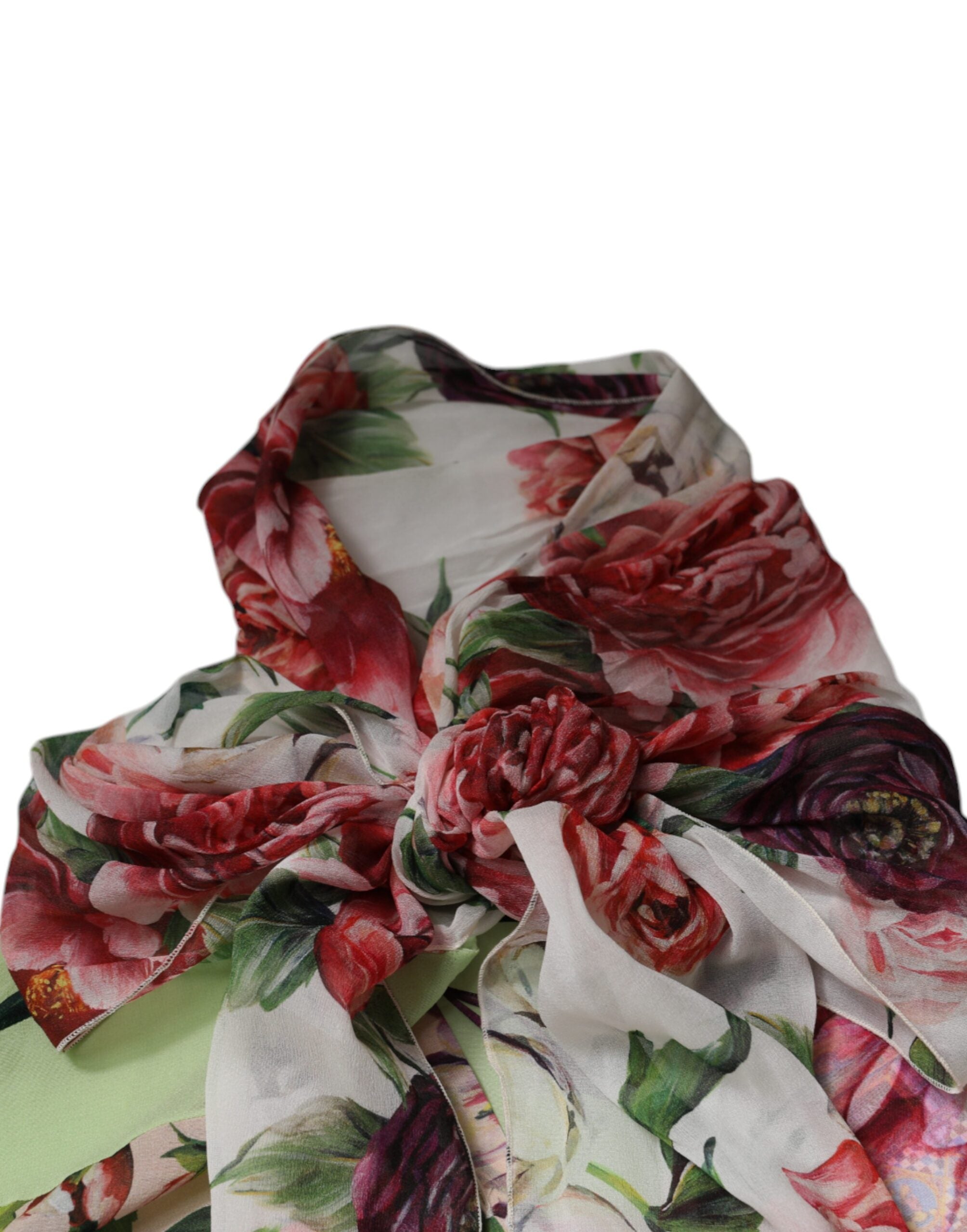 Dolce &amp; Gabbana Multicolor Floral Patchwork Ascot Collar Top