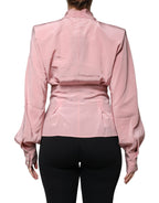 Dolce &amp; Gabbana Pink Cotton Long Sleeves Collared Blouse Top
