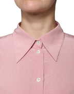 Dolce &amp; Gabbana Pink Cotton Long Sleeves Collared Blouse Top