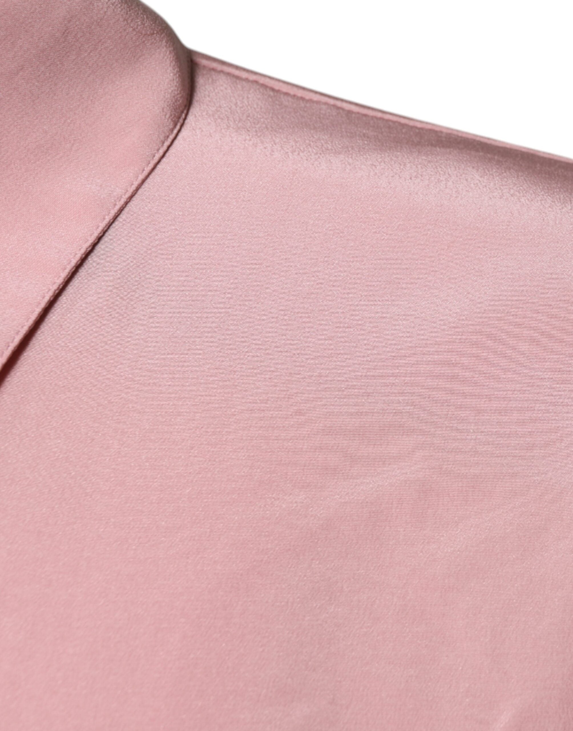 Dolce &amp; Gabbana Pink Cotton Long Sleeves Collared Blouse Top