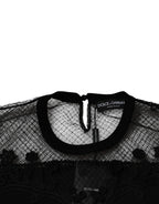 Dolce &amp; Gabbana Black Floral Lace Short Sleeves Blouse Top