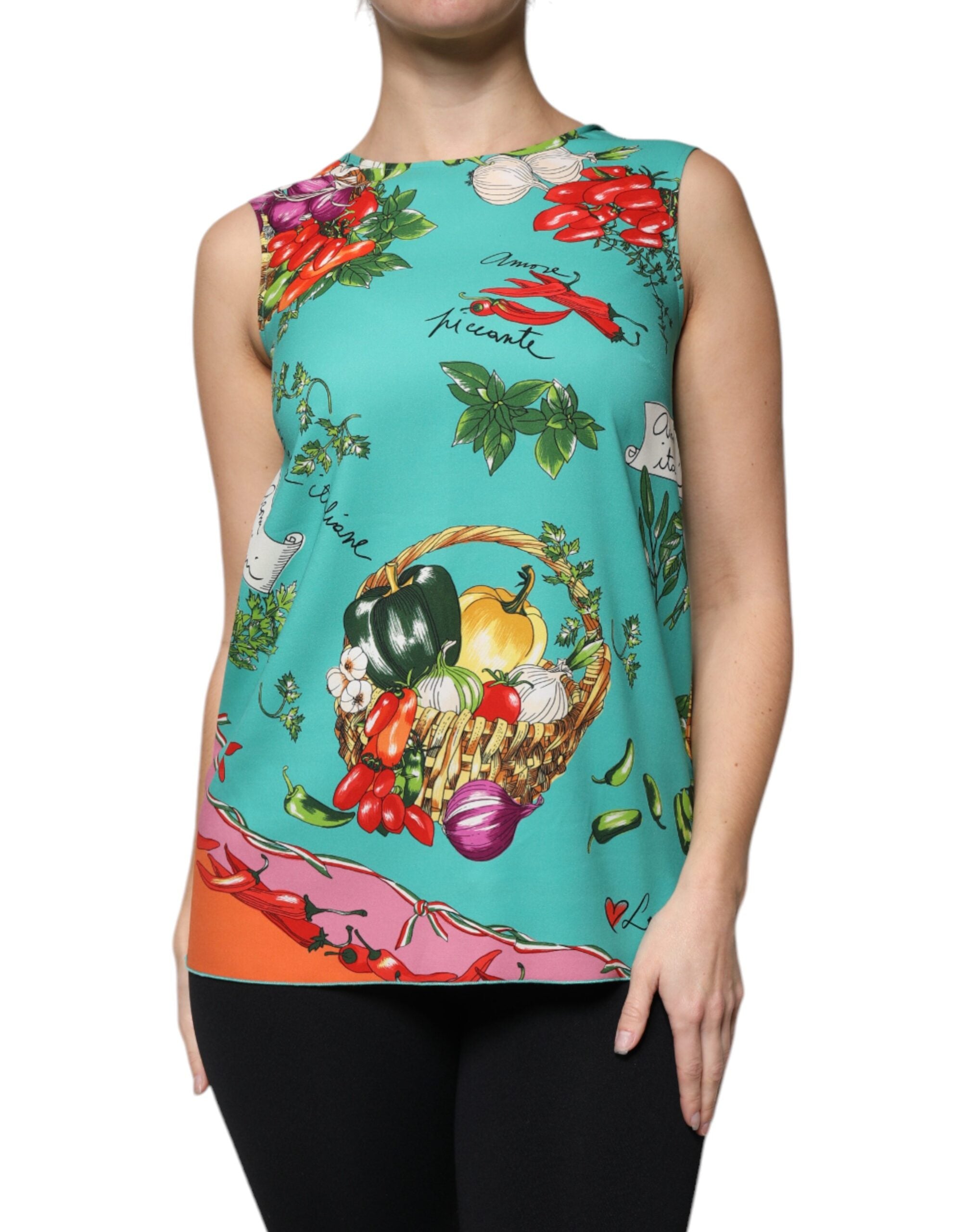 Dolce &amp; Gabbana Multicolor Vegetables Sleeveless Tank Top