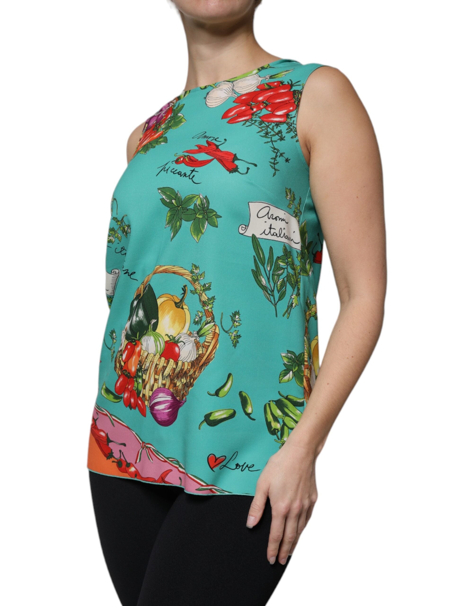 Dolce &amp; Gabbana Multicolor Vegetables Sleeveless Tank Top