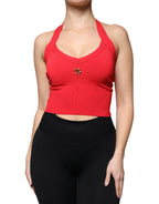 Dolce &amp; Gabbana Red Viscose Sleeveless Halter Cropped Tank Top