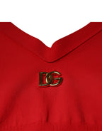 Dolce &amp; Gabbana Red Viscose Sleeveless Halter Cropped Tank Top