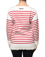Dolce &amp; Gabbana White Red Stripes Cotton Long Sleeves Top