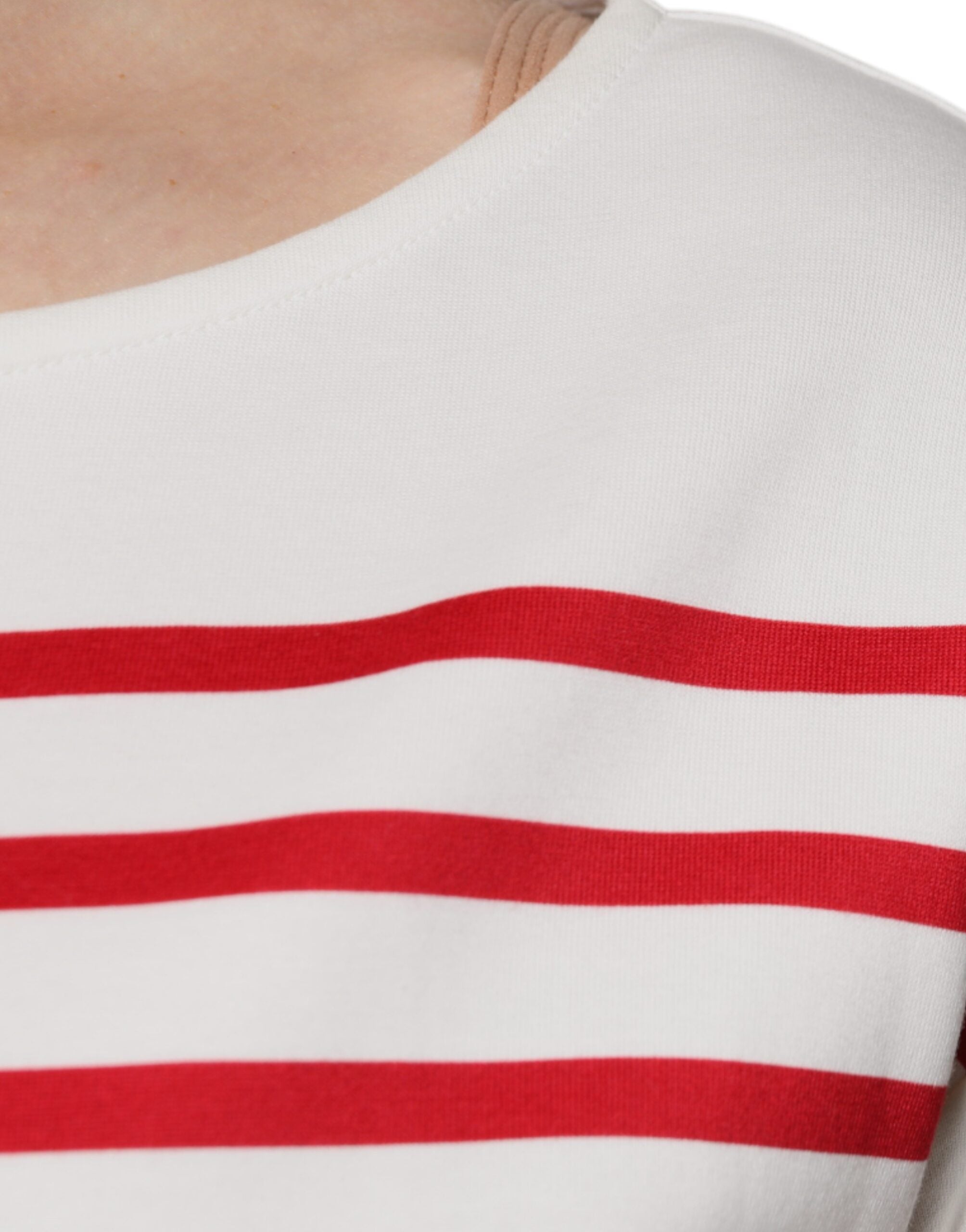 Dolce &amp; Gabbana White Red Stripes Cotton Long Sleeves Top