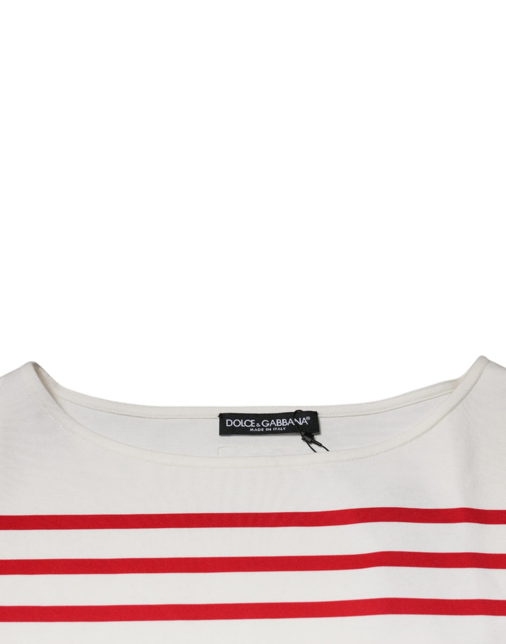 Dolce &amp; Gabbana White Red Stripes Cotton Long Sleeves Top