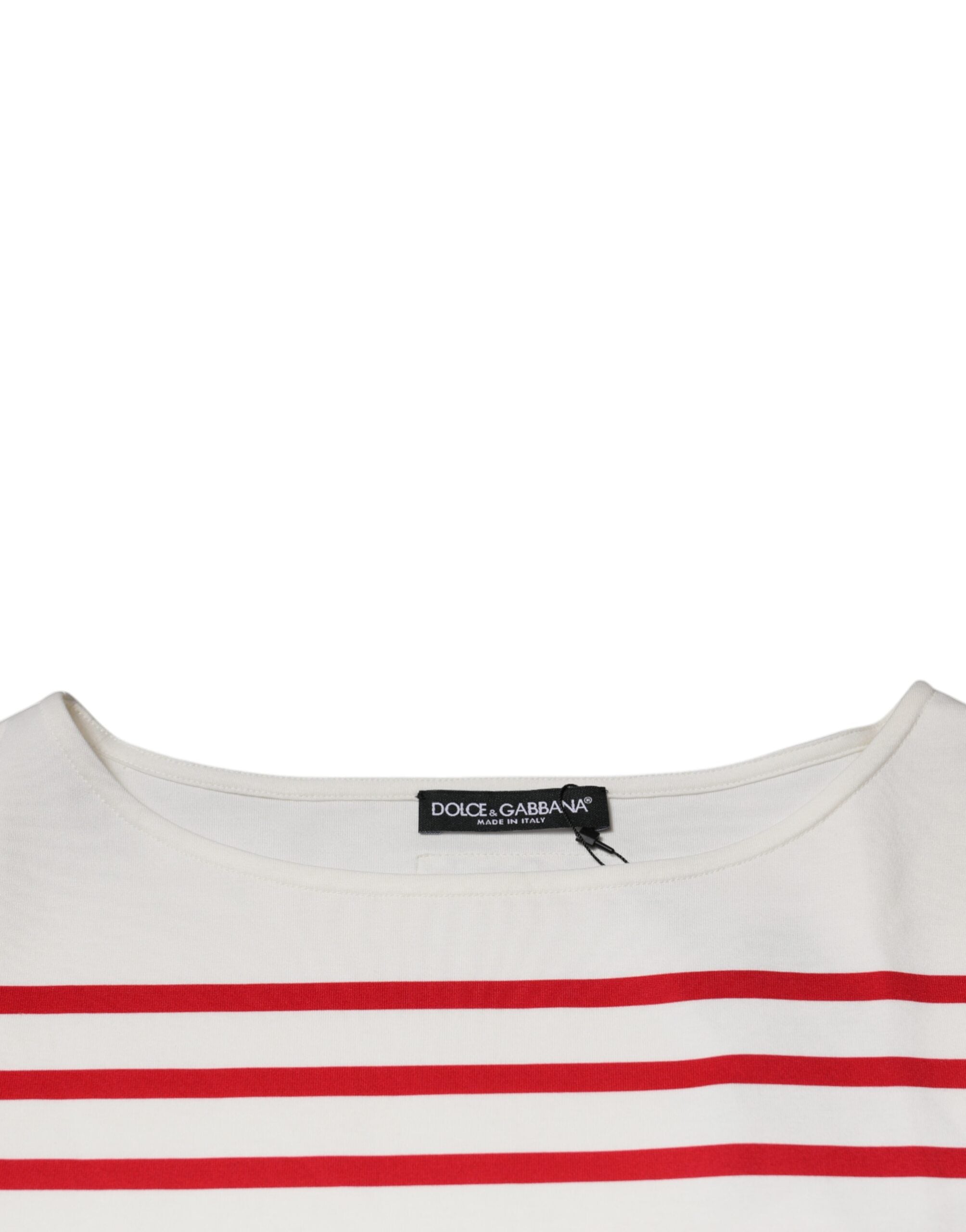 Dolce &amp; Gabbana White Red Stripes Cotton Long Sleeves Top