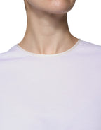 Dolce &amp; Gabbana White Cotton Silk Round Neck Wrap Blouse Top