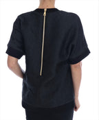 Dolce &amp; Gabbana Black Brocade Cocktail Crystal Sweater