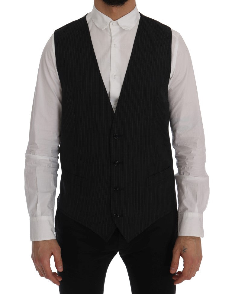 Dolce &amp; Gabbana Gray Wool Stretch Vest