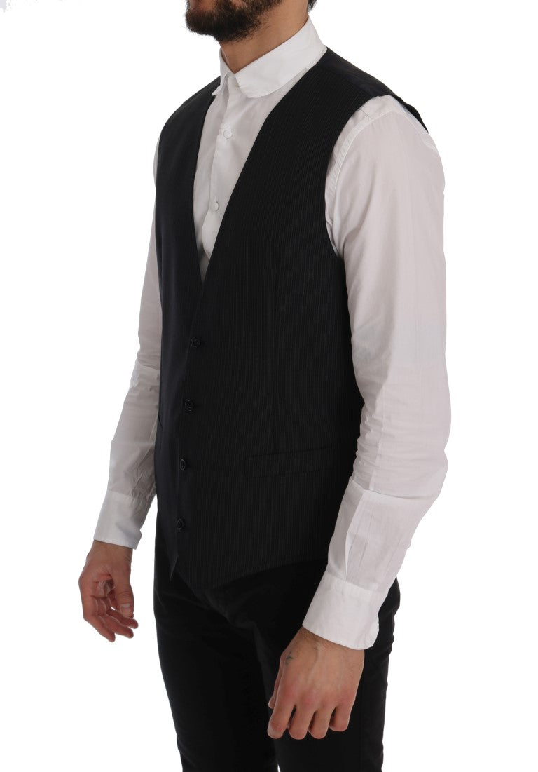 Dolce &amp; Gabbana Gray Wool Stretch Vest