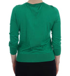Dolce &amp; Gabbana Green Silk Crystal Banana Sweater
