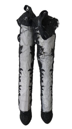 Dolce &amp; Gabbana Black Floral Embroidered Socks Boots