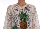 Dolce &amp; Gabbana White Crystal Embellished Lace Blouse