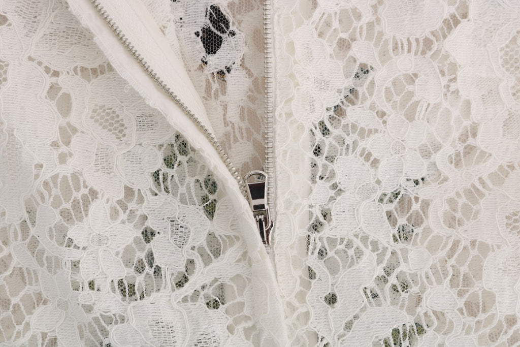 Dolce &amp; Gabbana White Crystal Embellished Lace Blouse