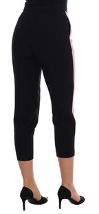 Dolce &amp; Gabbana Black Stretch Pink Stripes Capri Pants
