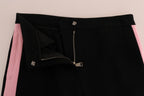 Dolce &amp; Gabbana Black Stretch Pink Stripes Capri Pants