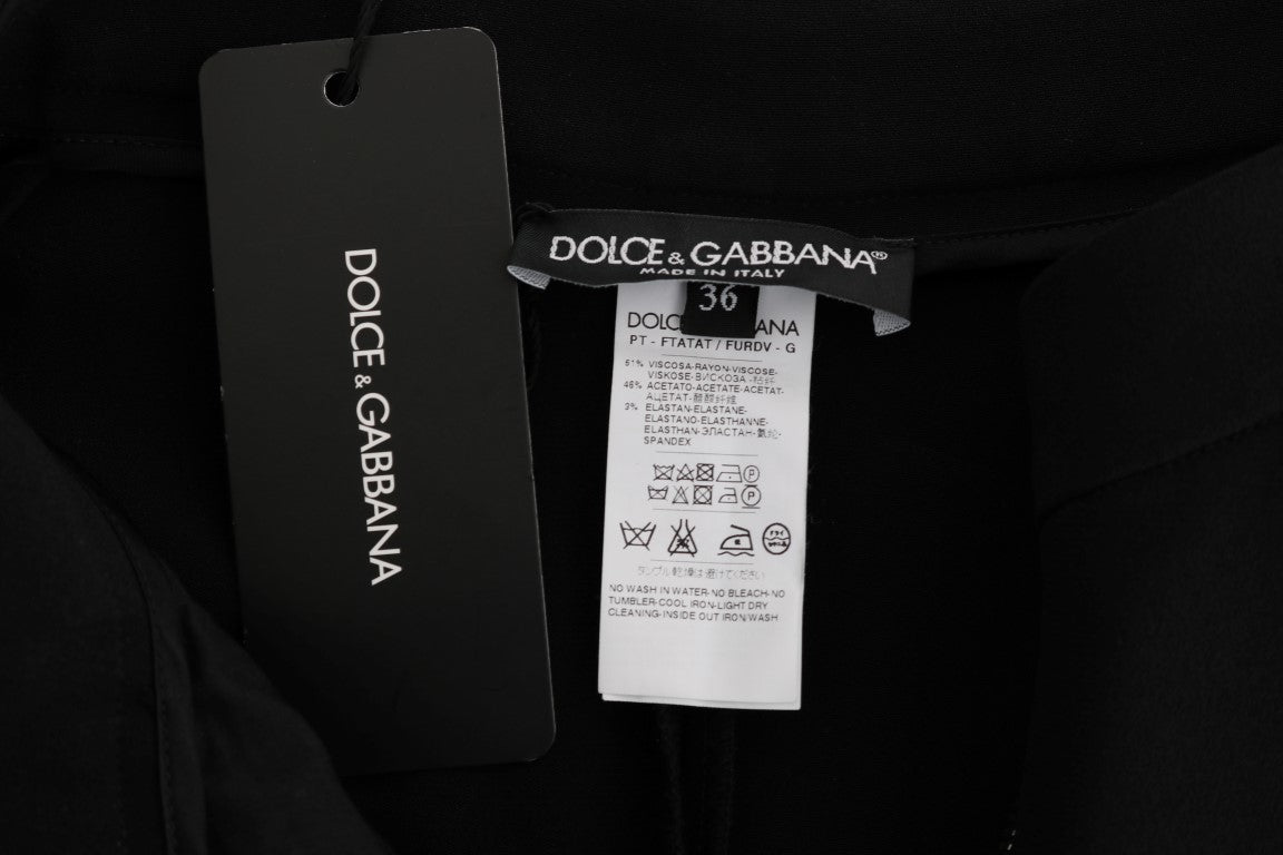 Dolce &amp; Gabbana Black Stretch Pink Stripes Capri Pants