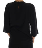 Dolce &amp; Gabbana Black Silk Fairy Tale Top Crystal Blouse