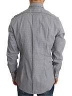 Dolce &amp; Gabbana Gray Check GOLD Cotton Slim Fit Shirt