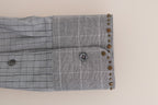 Dolce &amp; Gabbana Gray Check GOLD Cotton Slim Fit Shirt
