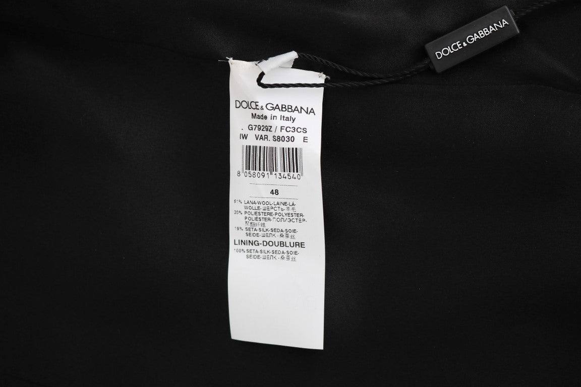 Dolce &amp; Gabbana Gray Wool Patterned Slim Vest