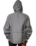 Dolce &amp; Gabbana Gray Polyester Hooded Men Full Zip Jacket