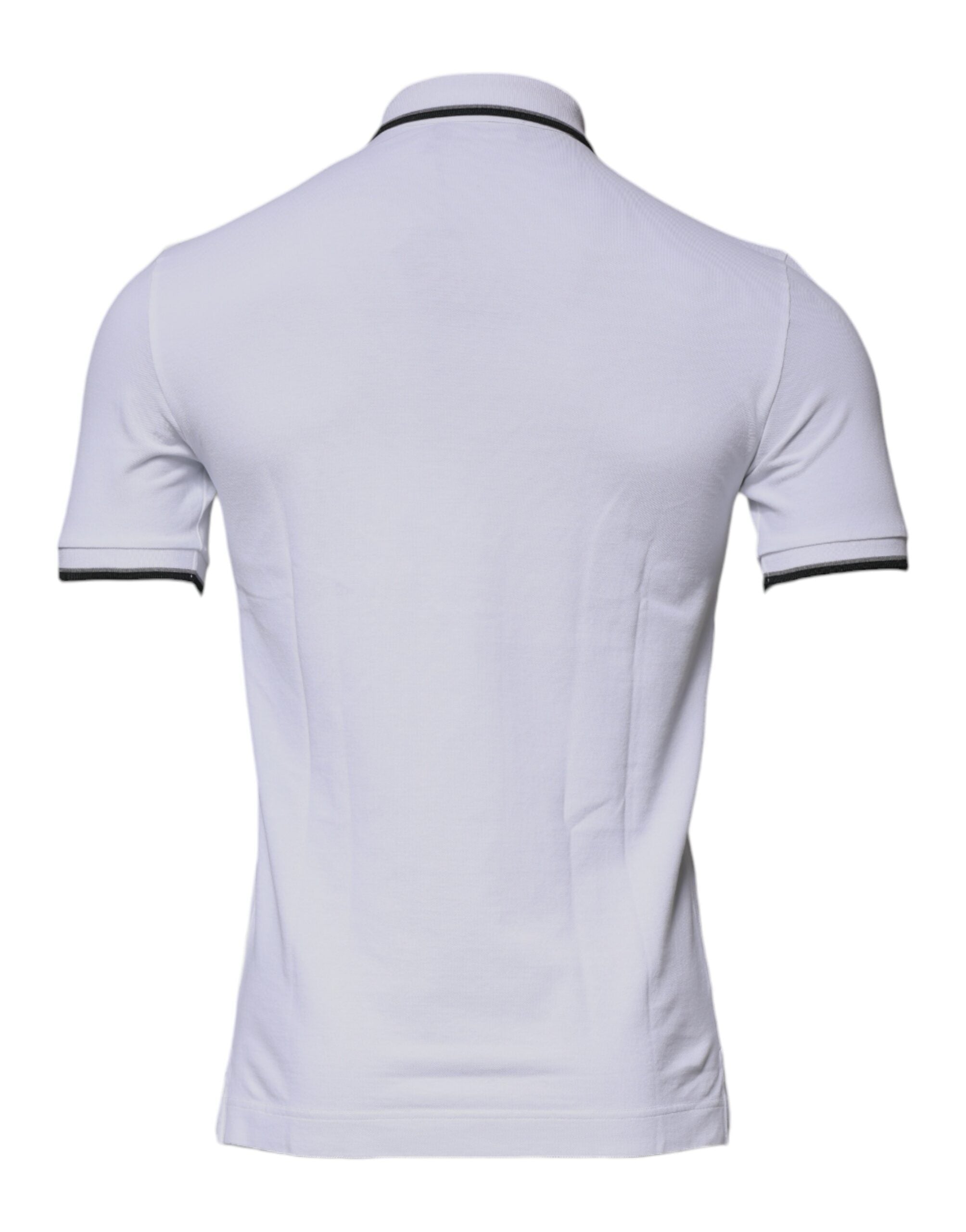 Dolce &amp; Gabbana White Cotton Crown Collared Polo T-shirt
