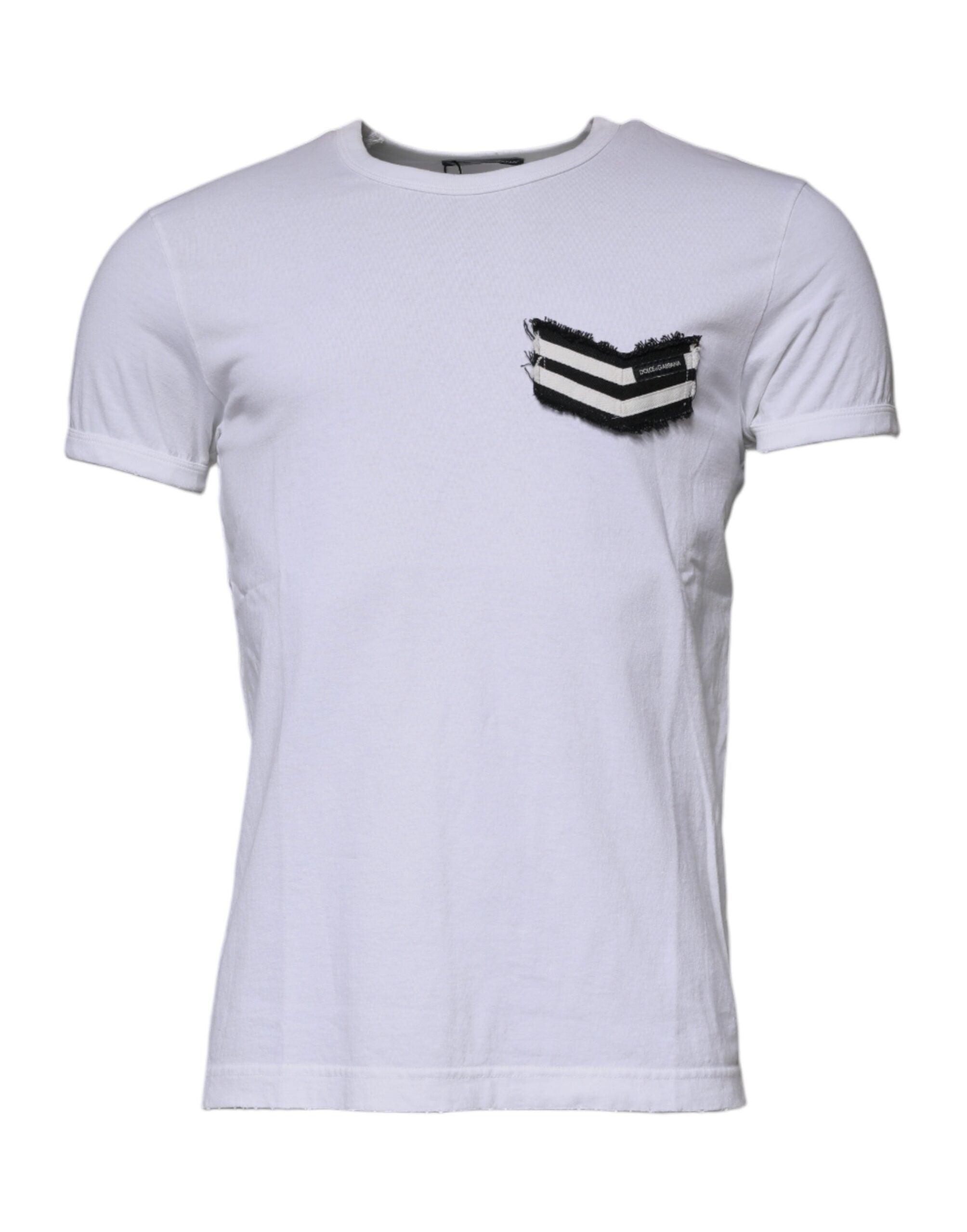 Dolce &amp; Gabbana White Stripes Crew Neck Short Sleeves T-shirt
