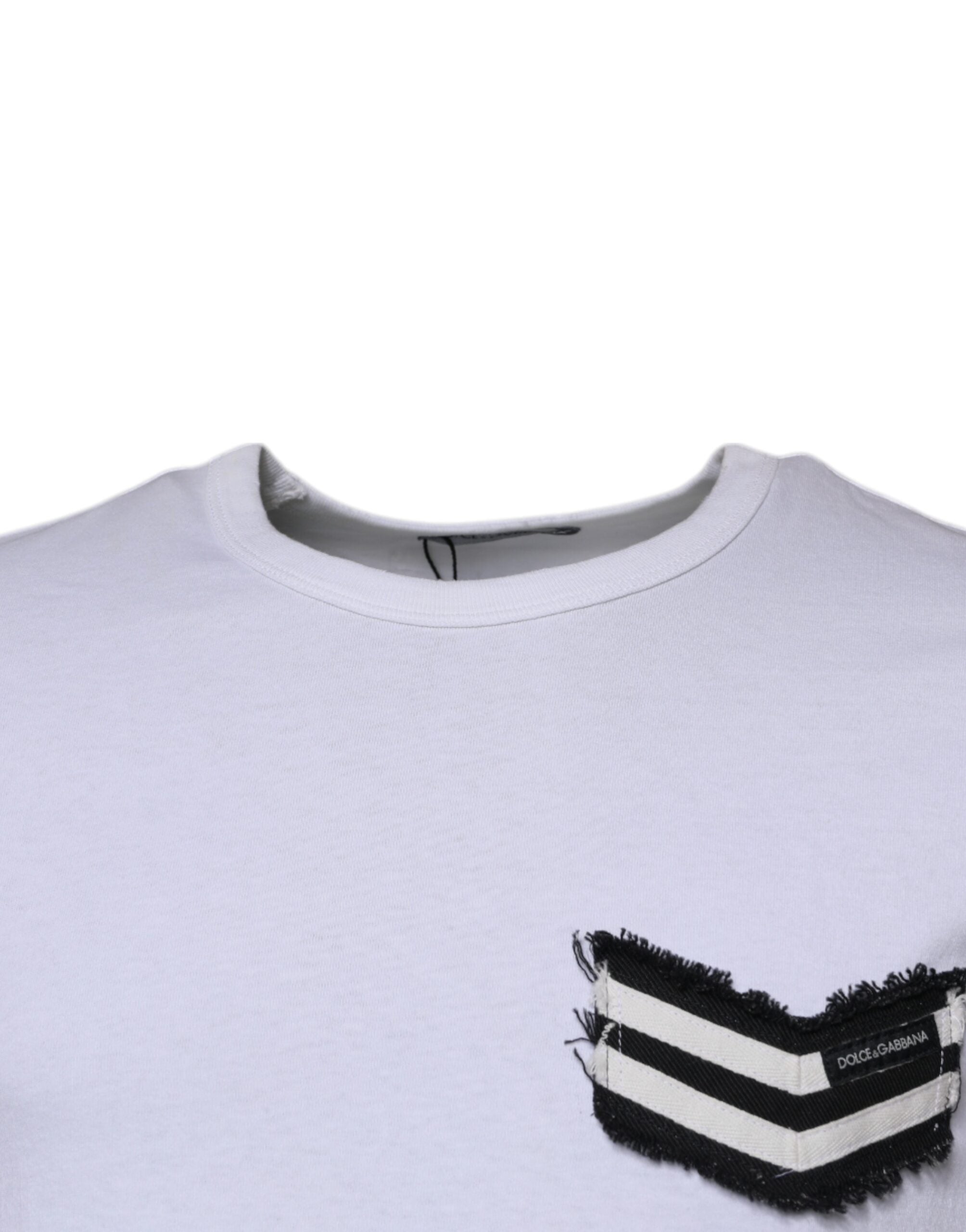 Dolce &amp; Gabbana White Stripes Crew Neck Short Sleeves T-shirt