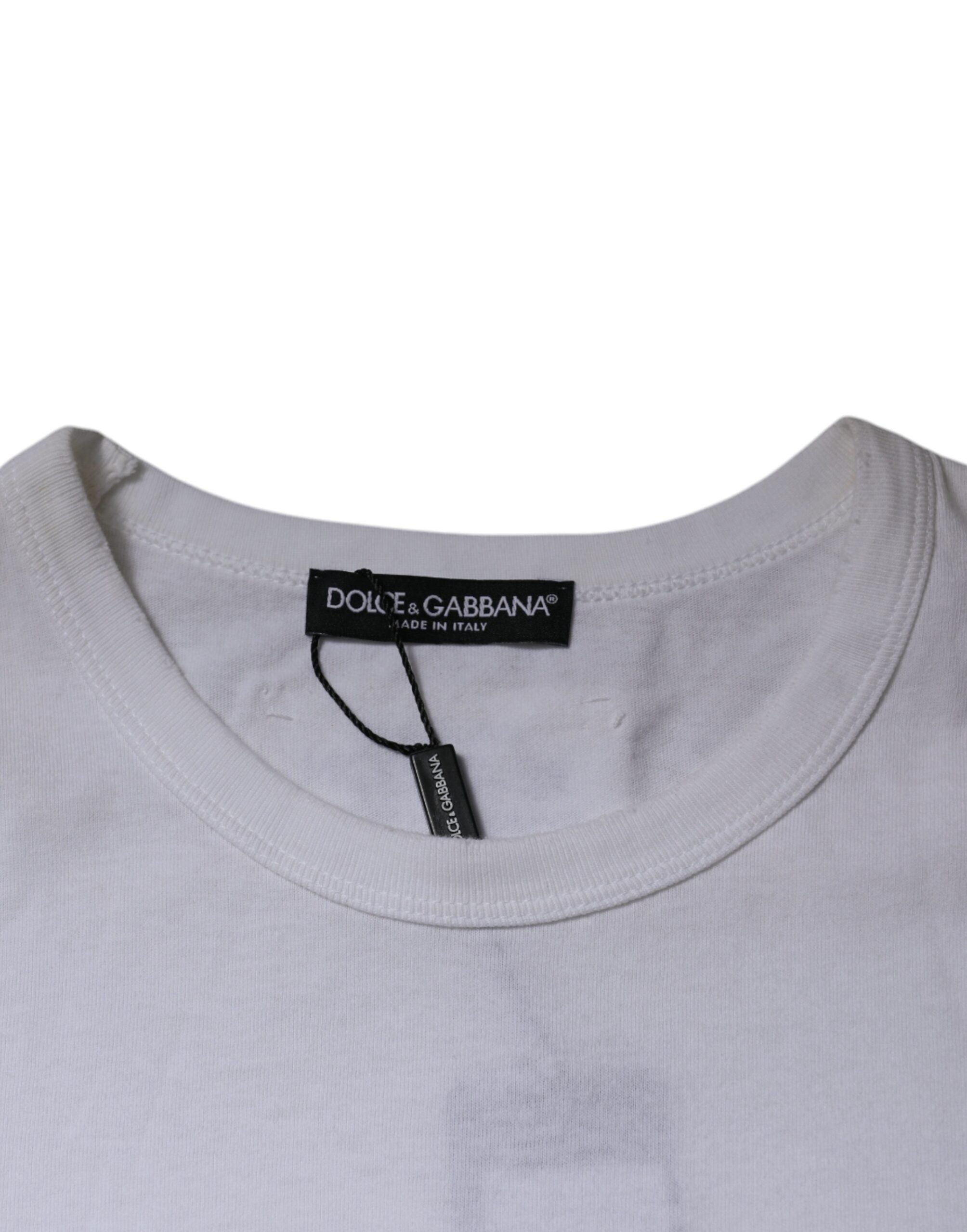 Dolce &amp; Gabbana White Stripes Crew Neck Short Sleeves T-shirt