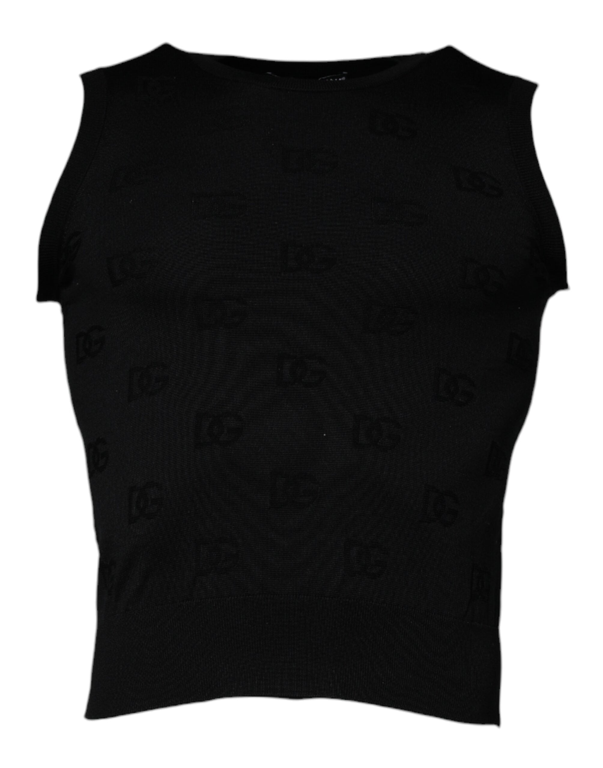 Dolce &amp; Gabbana Black Silk Round Neck Sleeveless T-shirt
