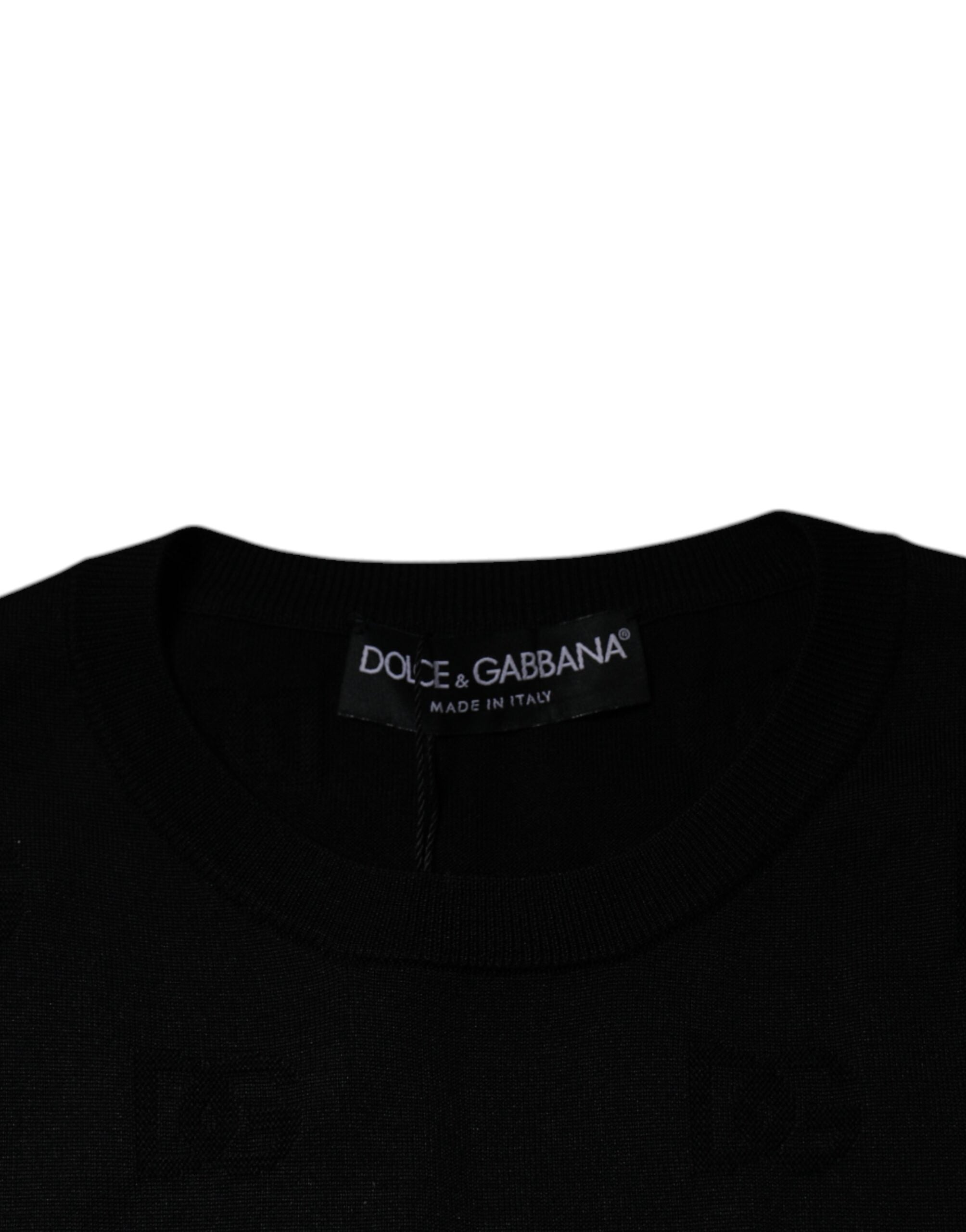 Dolce &amp; Gabbana Black Silk Round Neck Sleeveless T-shirt