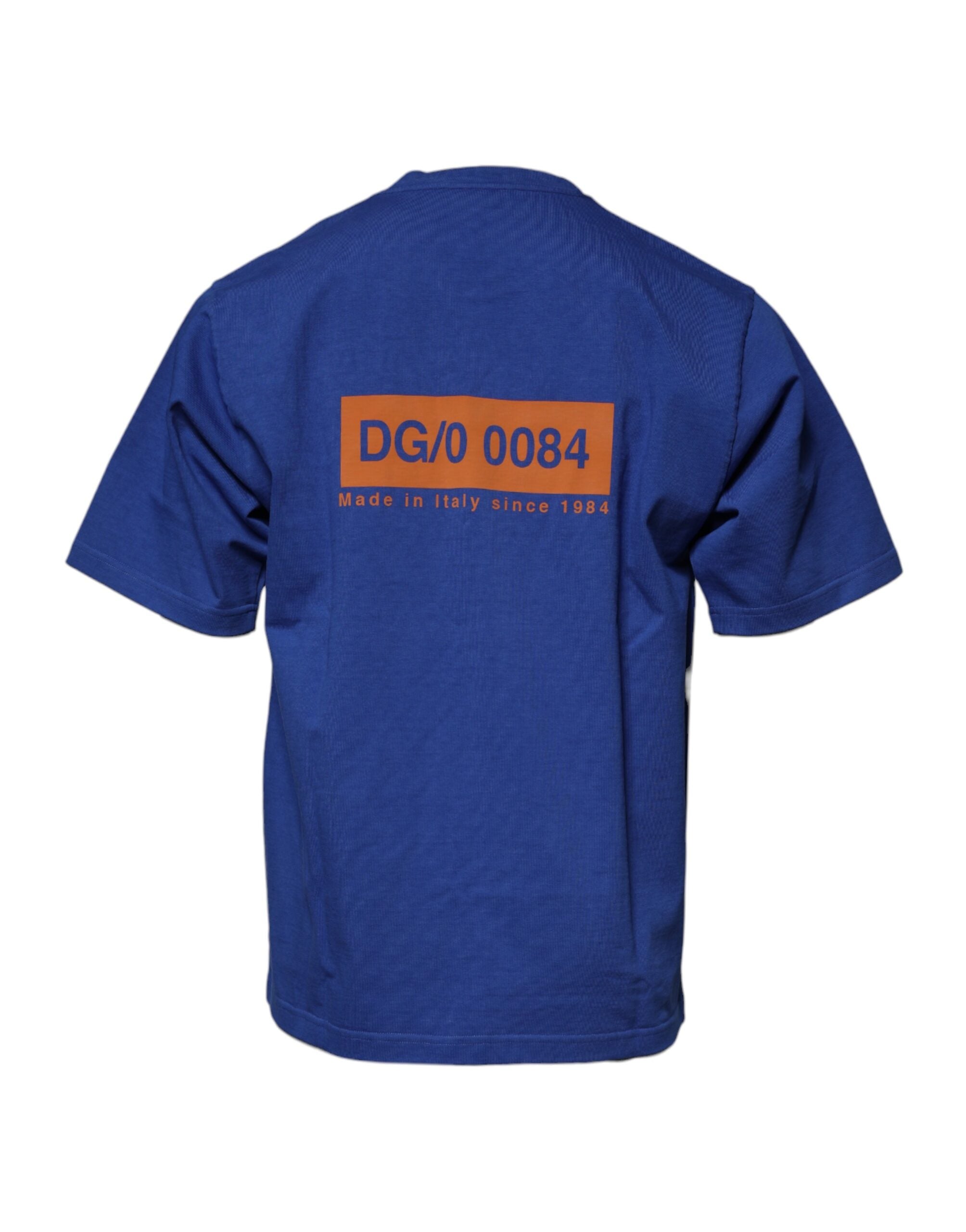 Dolce &amp; Gabbana Blue Graphic Print Cotton Crew Neck T-shirt
