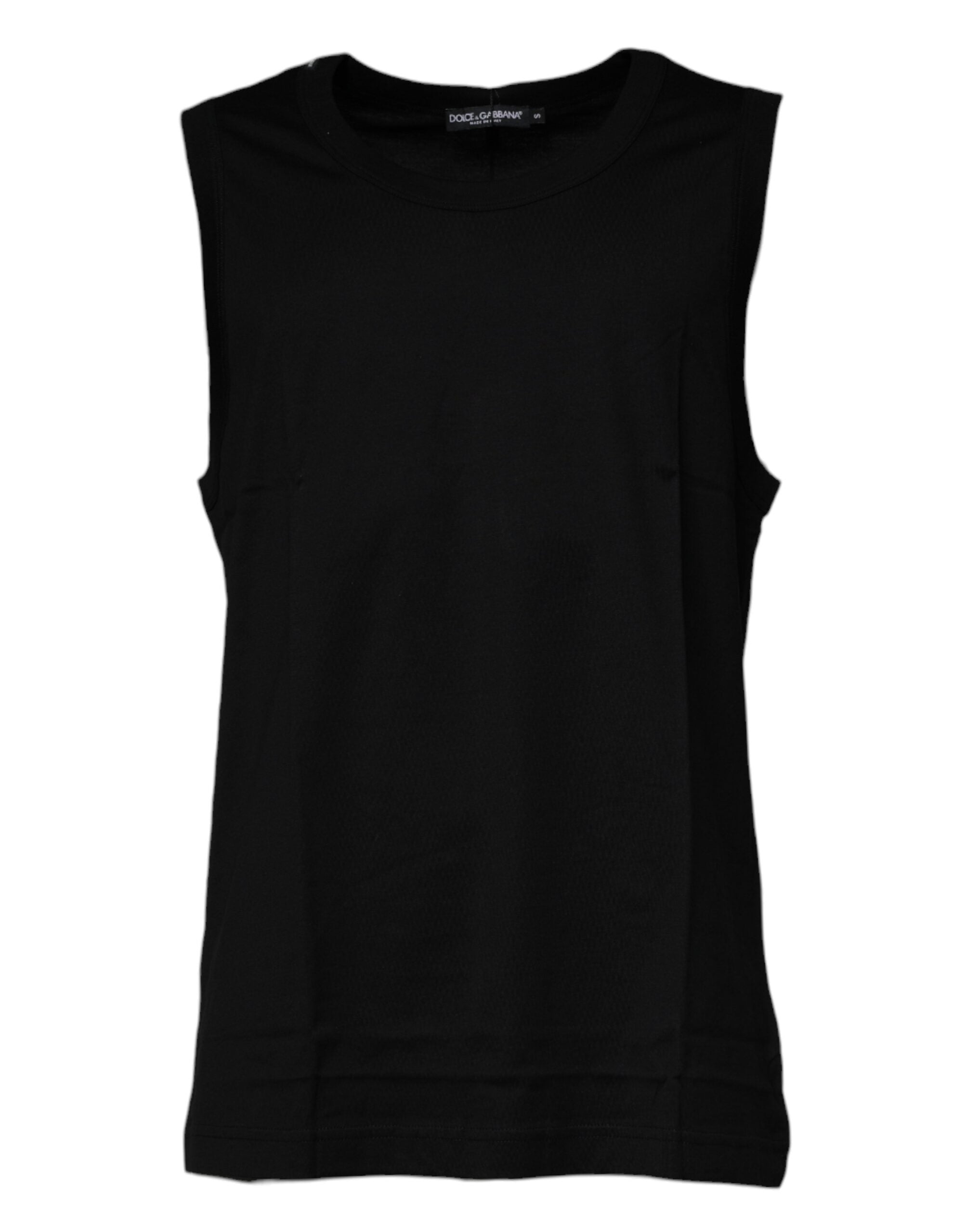 Dolce &amp; Gabbana Black Cotton Round Neck Sleeveless T-shirt